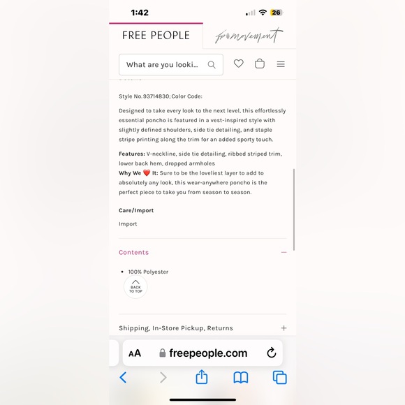 NWT FREE PEOPLE All Star Stripe Poncho In Black MSRP $68 - Picture 6 of 12